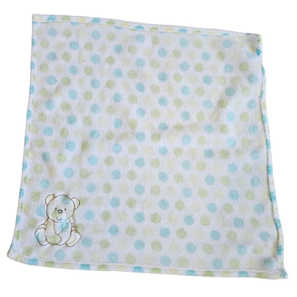 Baby Essentials Blue Green Polka Dot Bear‎ Baby Blanket Soft Plush 29” X 30" - Picture 6 of 7